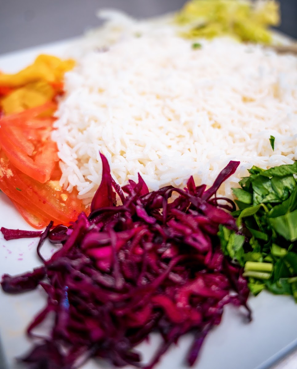Basmati rice and pickled cabbage